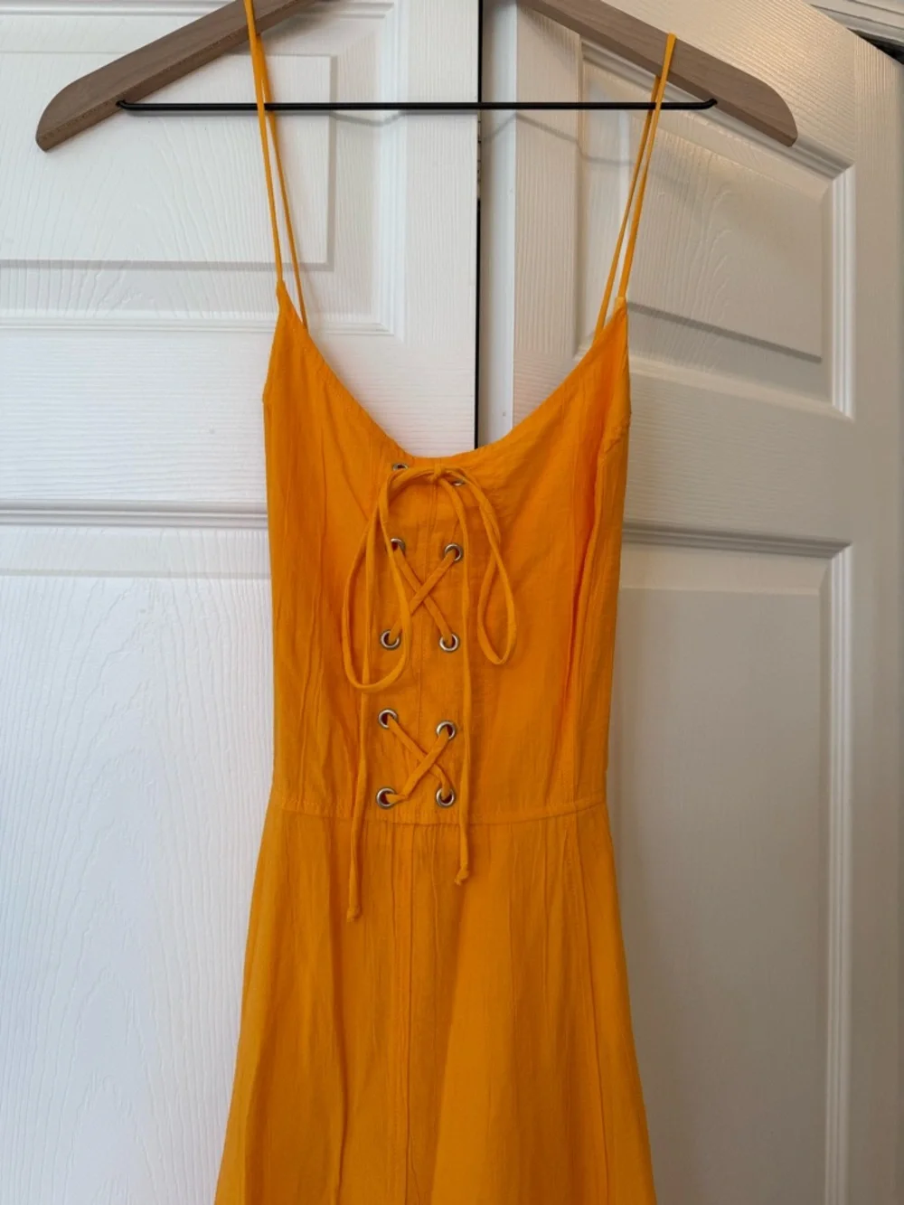 Anthropologie Maeve Orange Lace-Up Midi Dress NWT S - Picture 6 of 12